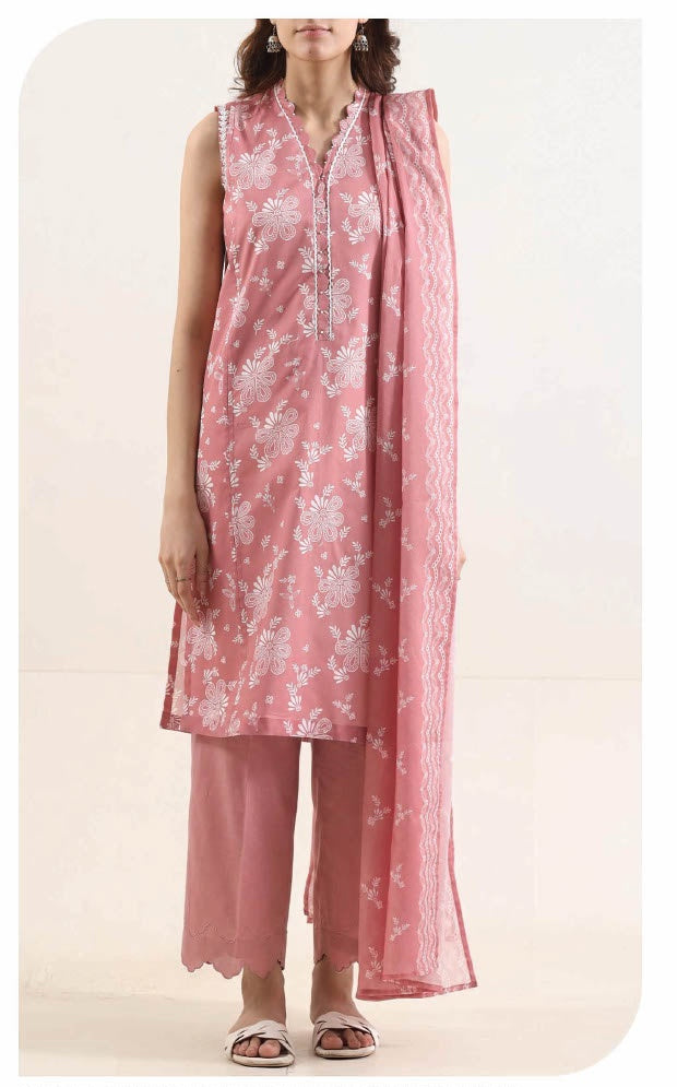 SAYA Orchid Dusk U01-25156-03AR pink floral unstitched 3 piece lawn suit