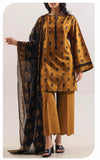 SAYA Orchid Dusk U01-25412-16BR mustard printed unstitched 3 piece lawn suit
