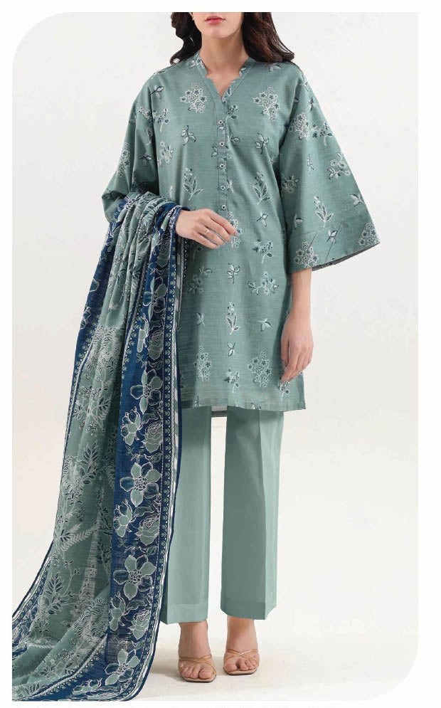 SAYA Orchid Dusk U01-25715-05BR sea green printed unstitched 3 piece lawn suit