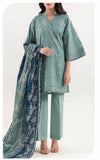 SAYA Orchid Dusk U01-25715-05BR sea green printed unstitched 3 piece lawn suit